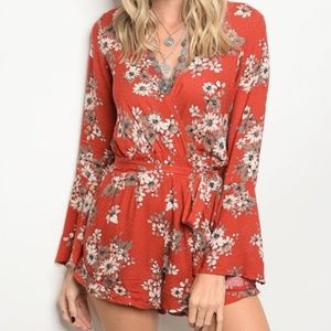 RUST WITH FLOWERS ROMPER